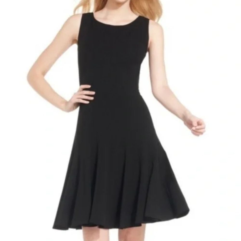 Calvin Klein Black Seamed Fit and Flare Dress